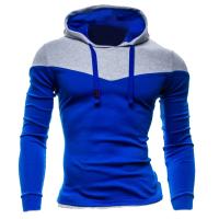 Sweater Hoodie Homme Pull Sport Bicolore capuche Fitted Bleu Gris